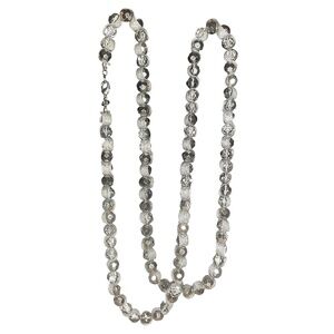 Vintage Signed Ann Taylor Loft Necklace Beaded Ribbon Costume Jewelry Silver Tn